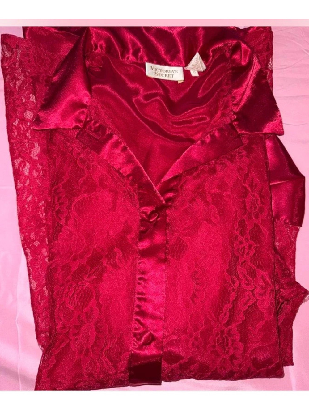 Vintage Victoria's Secret Gold label lace and satin pajama shirt dress